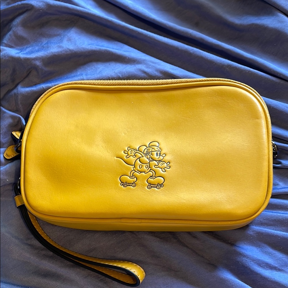 Coach Yellow Leather Wristlet Clutch